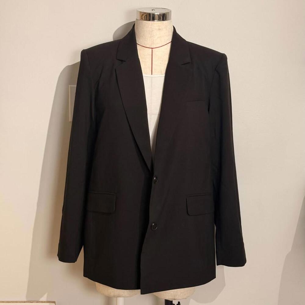 Frank and Oak "The Single Breasted Blaze"r Black NWT Women M Recycled Polyester